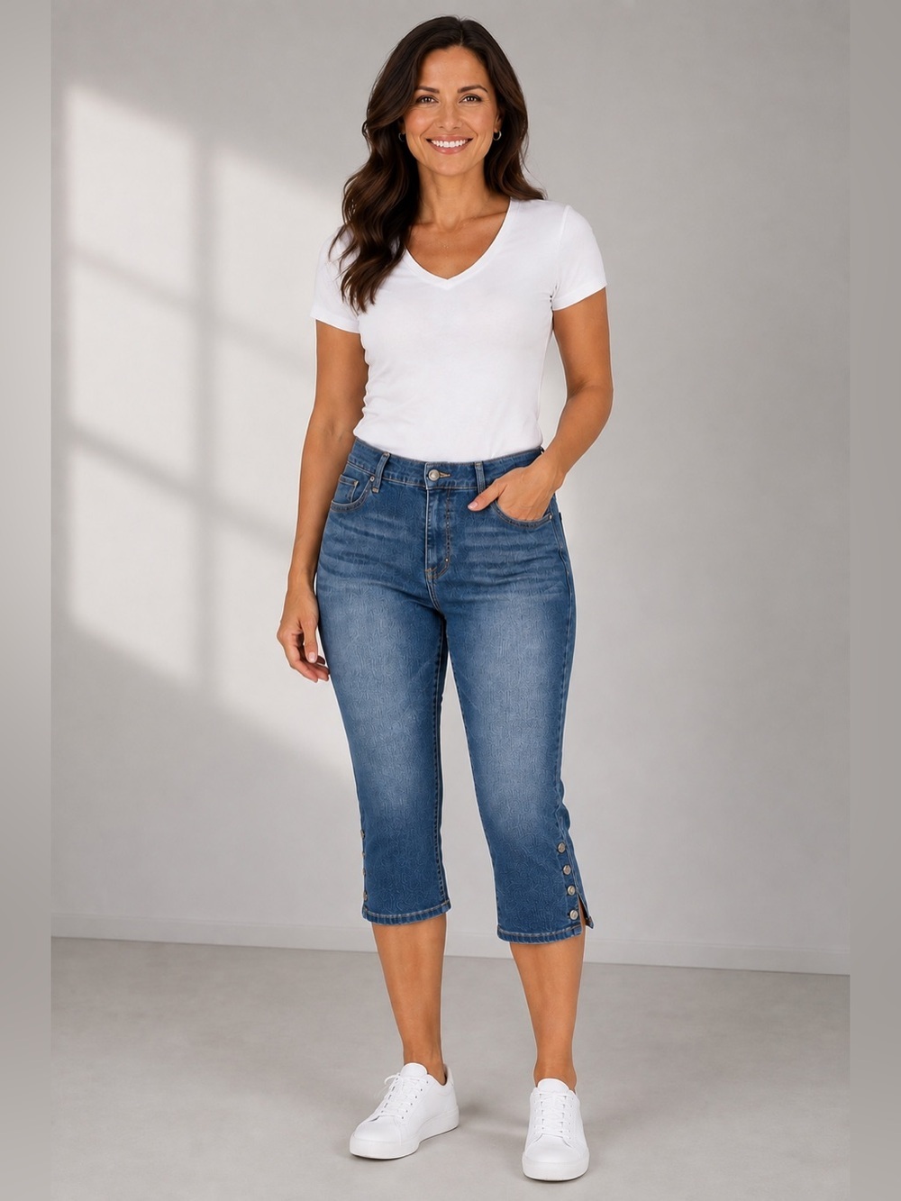 Gloria Vanderbilt Amanda Blue Capri slimming Jeans 14P